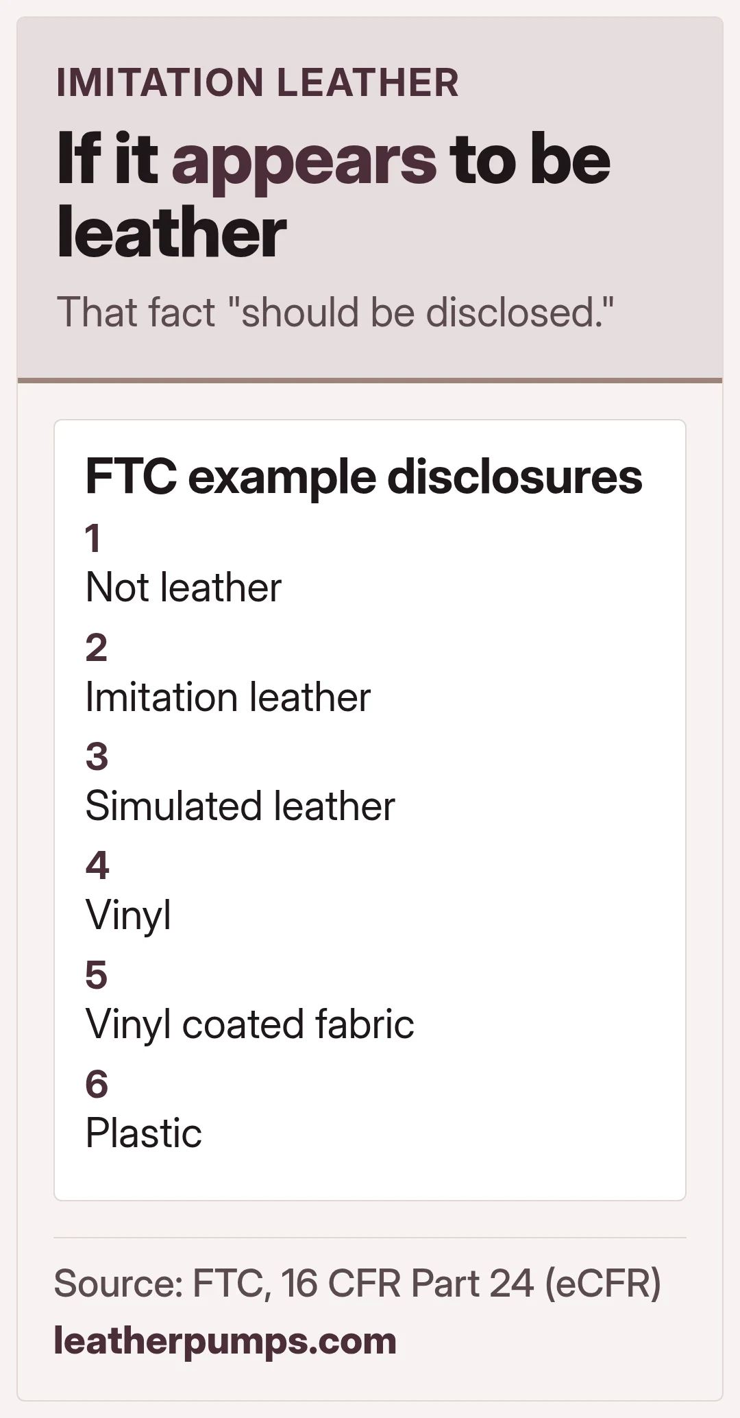 If it appears to be leather. That fact should be disclosed.